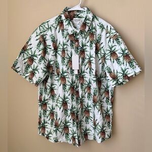 Tunevuse Men's Tropical Pineapple SS Button Down Shirt Size XL NWT